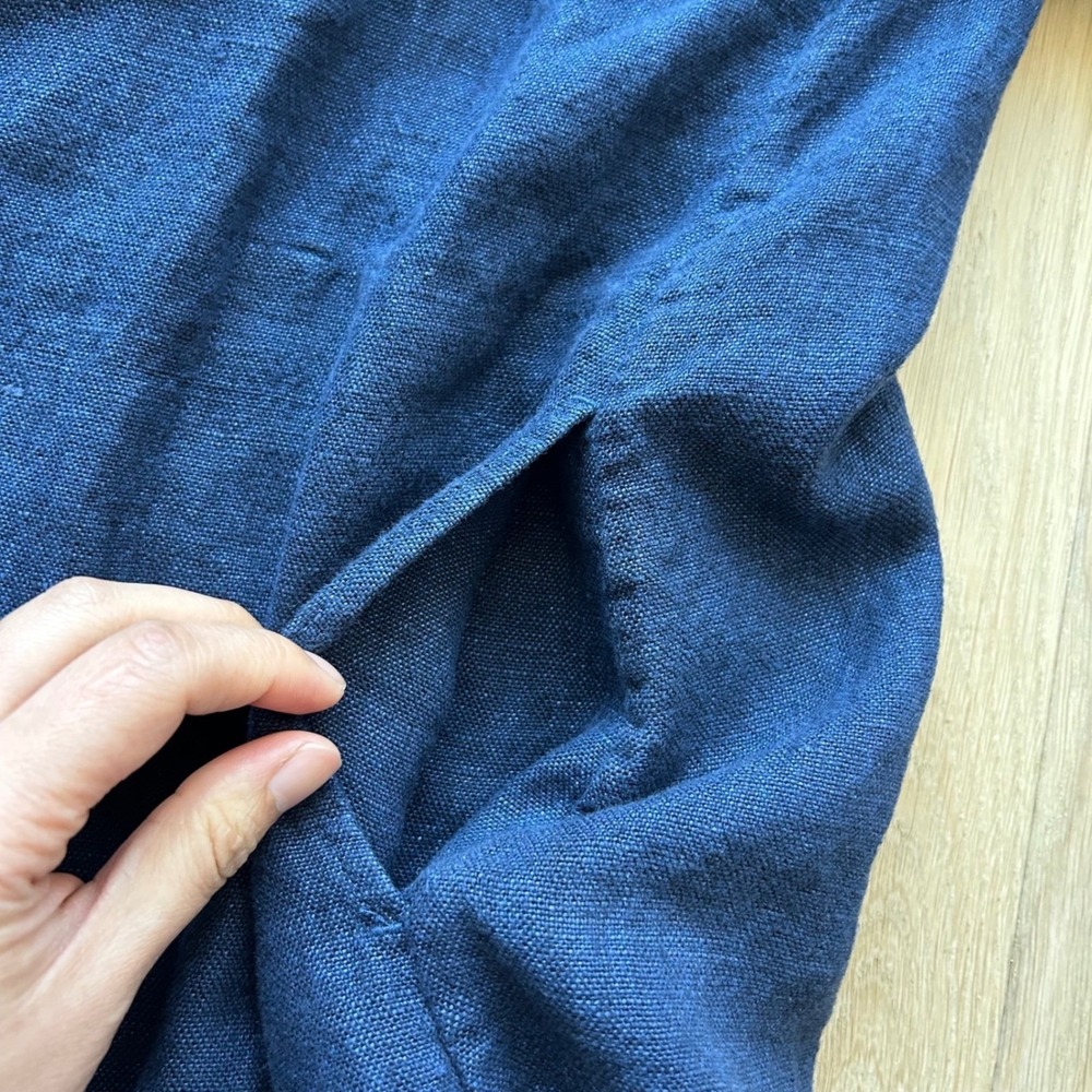 Pure Jill 100% Linen Kimono Open Cardigan Womens Large Blue L Pockets Boho Yoga - Picture 7 of 9